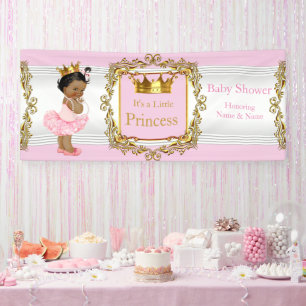 Prinzessin Baby Shower Pink Gold Weiß Ethnisch Banner