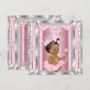 Prinzessin Baby Shower Pink Silber Ballerina Dunke Einladung