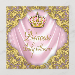 Prinzessin Baby Shower Pink und Gold Satin Einladung