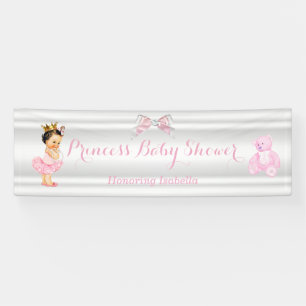 Prinzessin Baby Shower Pink Weiß Brünette Baby Banner