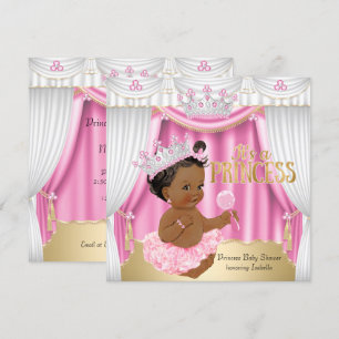 Prinzessin Baby Shower Pink Weißer Edelstein Gold  Einladung