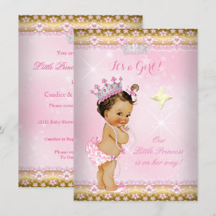 Prinzessin Baby Shower Rosa Gold Spitze Diadem Brü Einladung