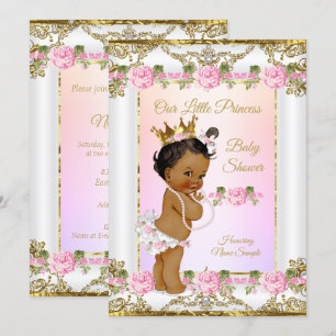 Prinzessin Baby Shower Rosa Gold Weiß Ethnisch Einladung