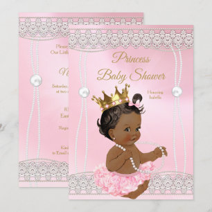 Prinzessin Baby Shower Rosa Perlen Spitze Ethnisch Einladung