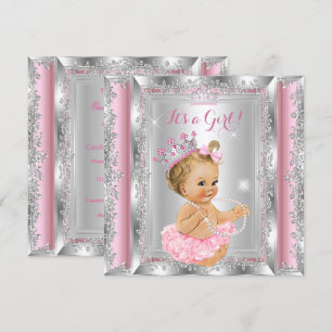 Prinzessin Baby Shower Rosa Silber Tutu Blond Einladung
