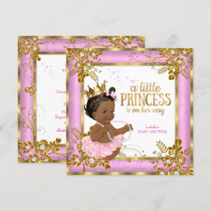Prinzessin Baby Shower Rosa Tutu Blumen Ethnisch Einladung
