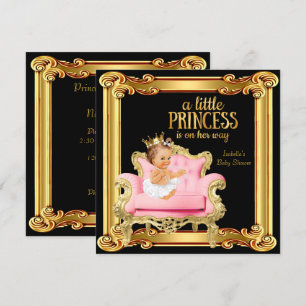Prinzessin Baby Shower Schwarz Pink Gold Stuhl Einladung