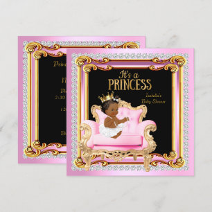 Prinzessin Baby Shower Silber Rosa Gold Stuhl Ethn Einladung