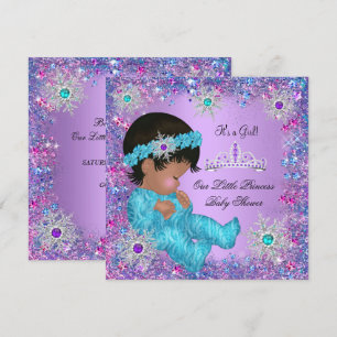 Prinzessin Baby Shower Türkis Blau Lila Rosa Ethni Einladung