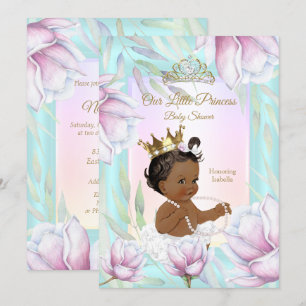 Prinzessin Baby Shower Türkis Rosa Flieder Floral Einladung