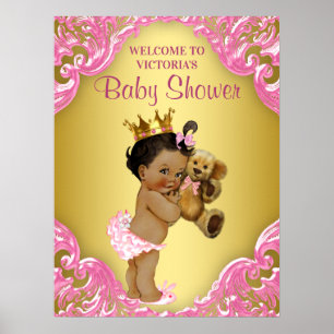Prinzessin Baby Shower Willkommensschild Pink Gold Poster