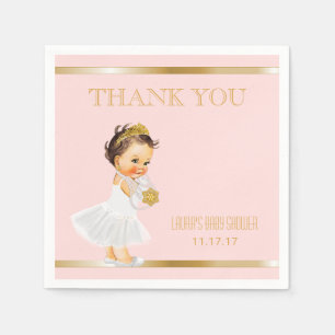 Prinzessin Babyparty erröten rosa Gold danken Serviette