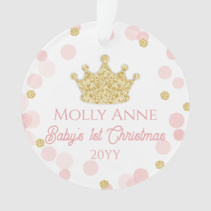 Prinzessin Babys 1. Weihnachten Pink Gold Foto Ornament