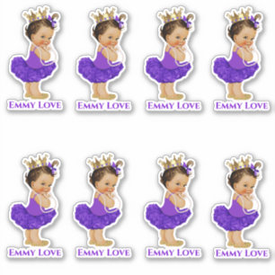 Prinzessin Ballerina Baby Mädchen Lila Tutu Krone Aufkleber