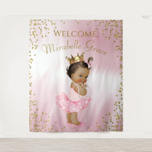 Prinzessin Ballerina Baby Shower Hintergrund Ethni Wandteppich