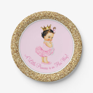 Prinzessin Ballerina Rosa Gold Baby Shower Pappteller