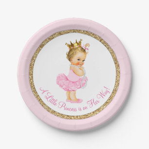 Prinzessin Ballerina Rosa Gold Baby Shower Pappteller