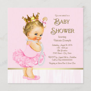 Prinzessin Ballerina Rosa Gold Babyparty Einladung