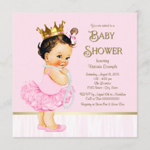 Prinzessin Ballerina Tutu Rosa Gold Baby Shower Einladung