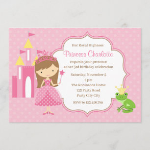 Prinzessin Birthday Einladungen (Burg Frog Prince)