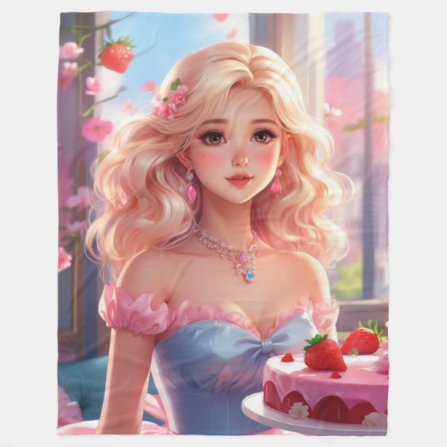 Prinzessin Birthday Fleecedecke (Vorderseite)