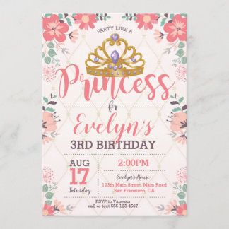 Prinzessin Birthday Invitation - Prinzessin Party Einladung