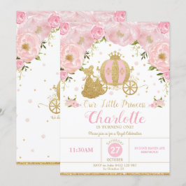 Prinzessin Birthday Party Carriage Pink und Gold Einladung