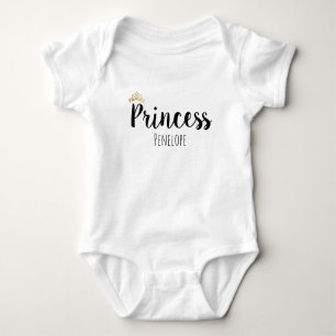 Prinzessin Black Script Schriftart Crown Baby Strampler