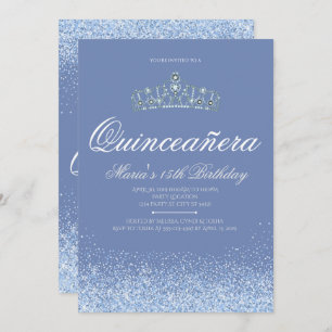 Prinzessin Blue Glitter Quinceanera Invitations Einladung