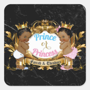 Prinzessin Blue & Pink Royal Gender Reveal Quadratischer Aufkleber