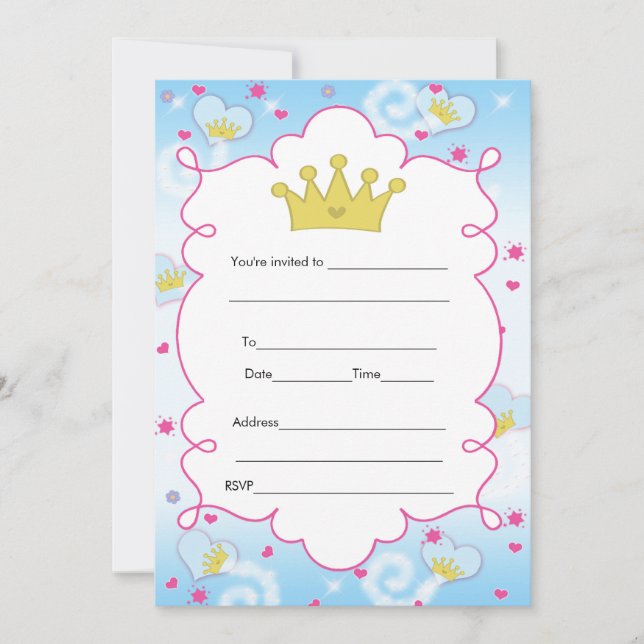 Prinzessin Butterfly Invitation Fill In Einladung (Vorderseite)