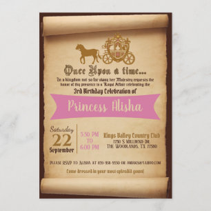 Prinzessin Carriage Birthday Invitation Einladung