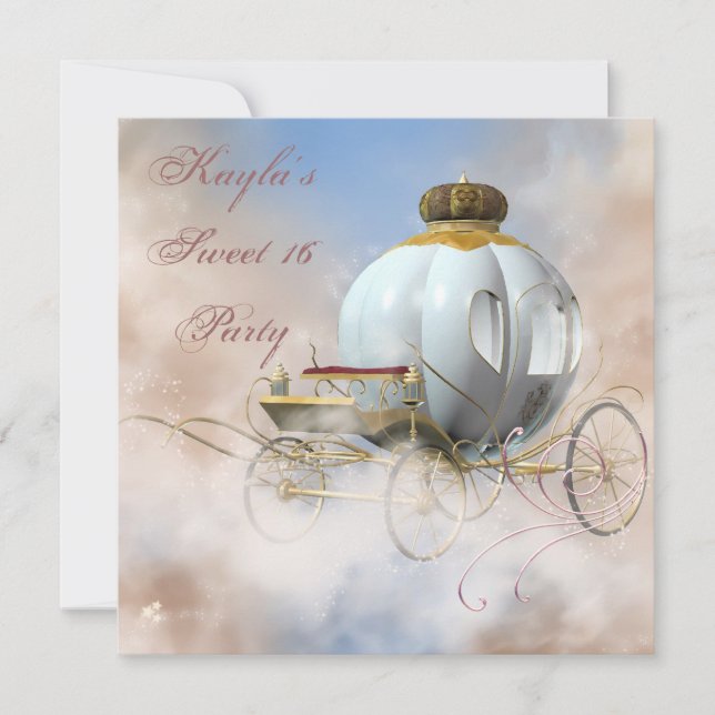 Prinzessin Carriage Princess Sweet 16 Birthday Einladung (Vorderseite)