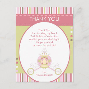 Prinzessin Carriage Thank You Card (flach) Dankeskarte