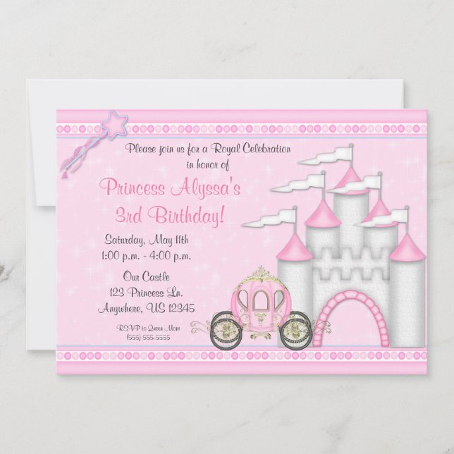 Prinzessin Castle Birthday Invitation Einladung (Vorderseite)