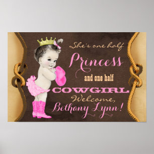 Prinzessin Cowgirl Baby Shower Banner Poster