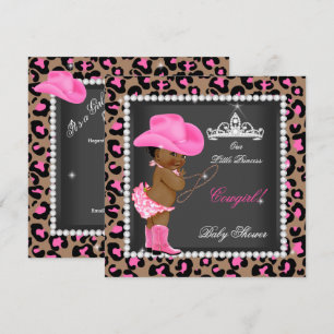 Prinzessin Cowgirl Baby Shower Pink Braun Ethnisch Einladung