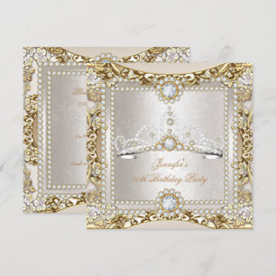 Prinzessin Creme Gold Diamant Diadem Geburtstagsfe Einladung