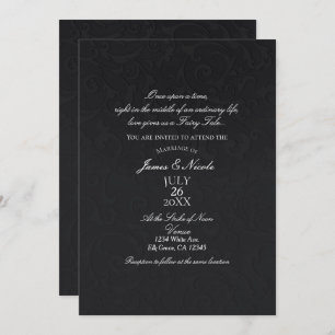 Prinzessin Damask Black Elegant Storybook Hochzeit Einladung