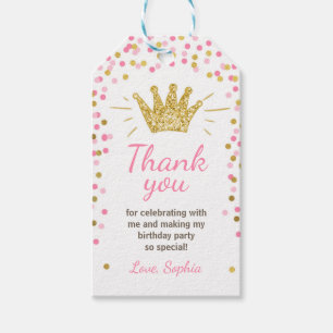 Prinzessin danken tags Royal Crown Pink und Gold Geschenkanhänger