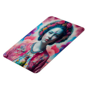 Prinzessin der blauen Blume mit rosa Jacke Magnet