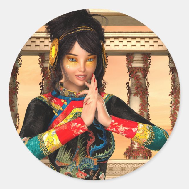 Prinzessin der China Runder Aufkleber (Vorderseite)
