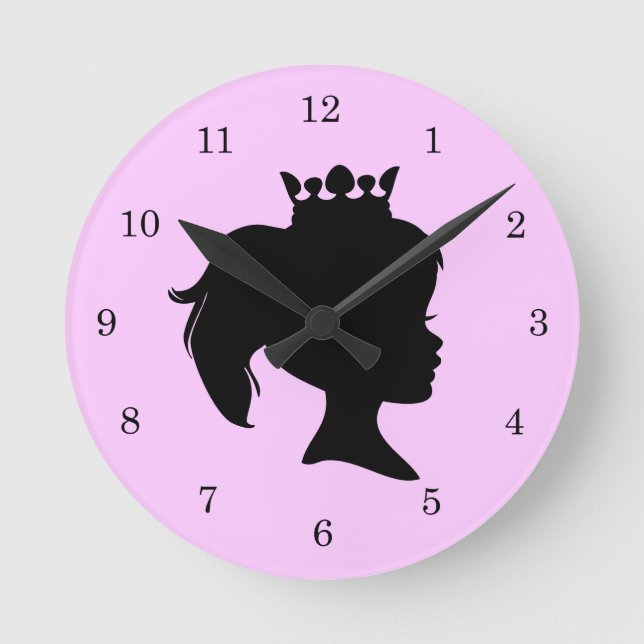 Prinzessin der Schwarzen Silhouette T - Shirt und  Runde Wanduhr (Vorderseite)
