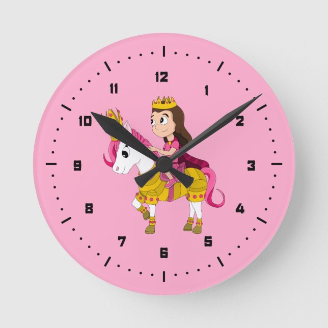 Prinzessin des niedlichen Cartoon Runde Wanduhr (Vorderseite)