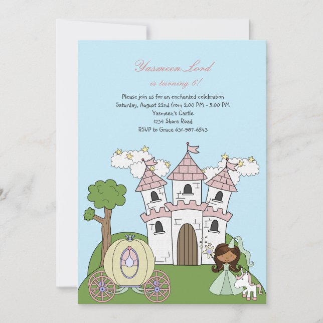 Prinzessin des Schlosses American Einladung (Vorderseite)