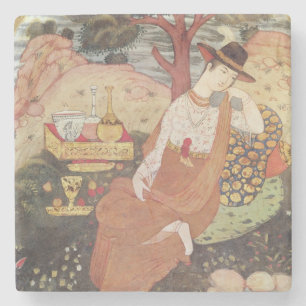 Prinzessin, die in einem Garten, Safavid Dynastie Steinuntersetzer
