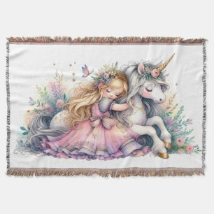 Prinzessin Einhorn Pastell Märchen Fantasy Decke
