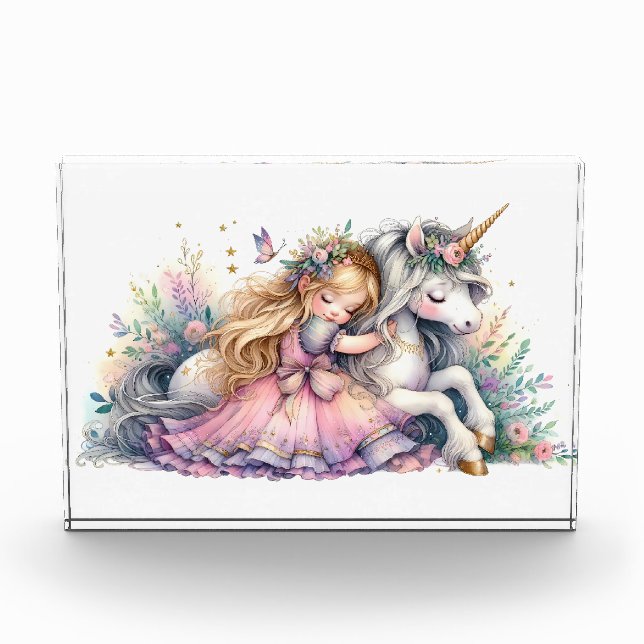 Prinzessin Einhorn Pastell Märchen Fantasy Fotoblock (Vorderseite)