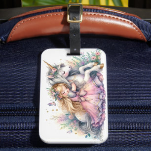 Prinzessin Einhorn Pastell Märchen Fantasy Gepäckanhänger