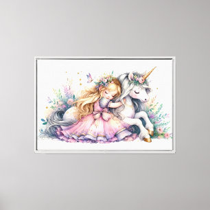 Prinzessin Einhorn Pastell Märchen Fantasy Leinwanddruck